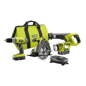 18-Volt ONE+ Lithium-Ion Cordless 4-Tool Super Combo Kit with (2) 1.3 Ah Batteries, Dual Chemistry Charger, and Tool Bag