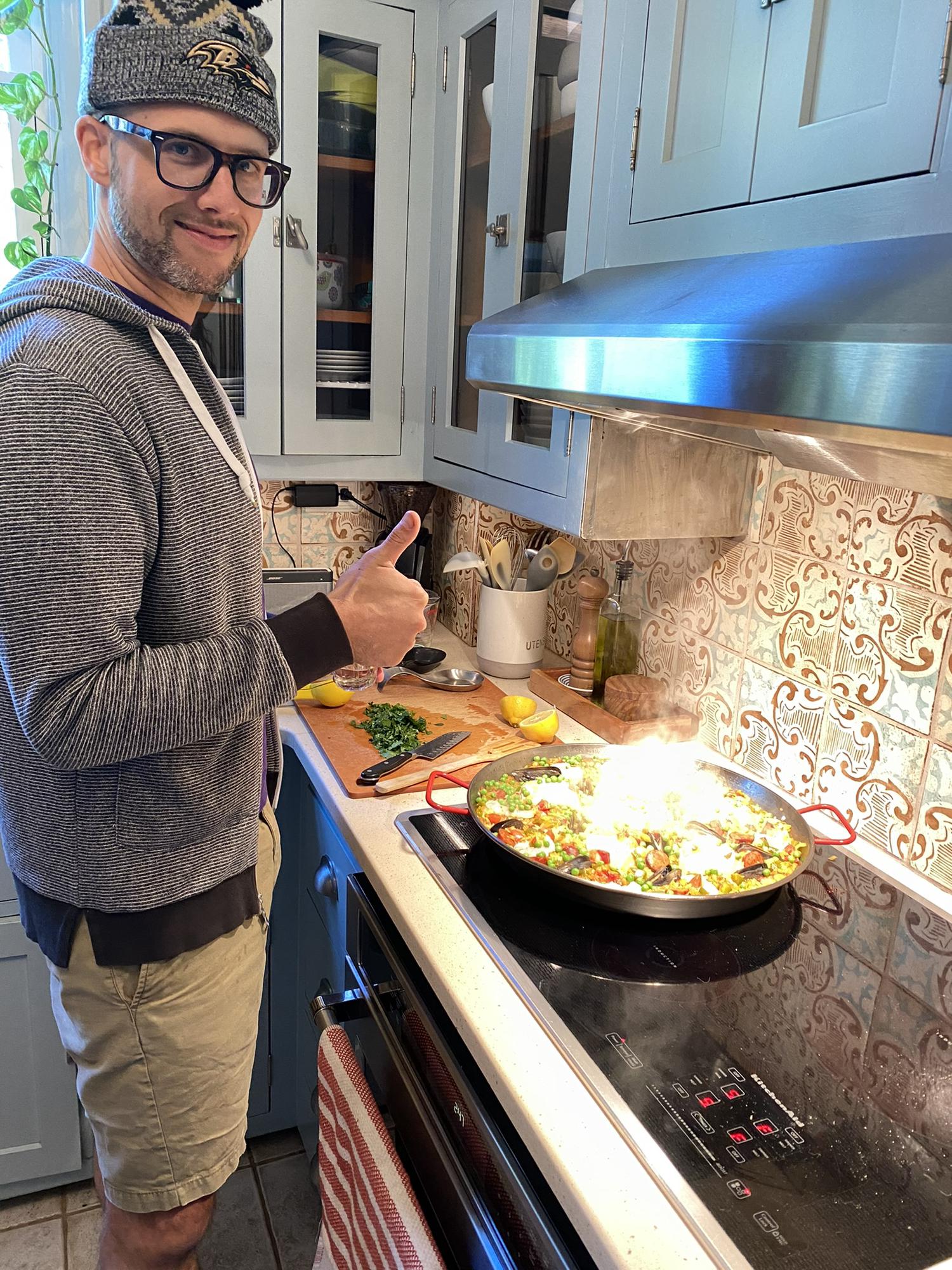 Chef Adam with the paella