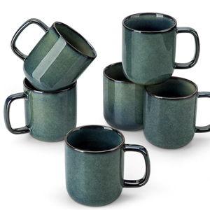 vancasso STARRY Coffee Mugs Set, 12 oz Ceramic Coffee Cups for Latte Hot Tea Cappuccino Cocoa Milk Stoneware Cups Set of 6, Dishwasher & Microwave Safe, Green