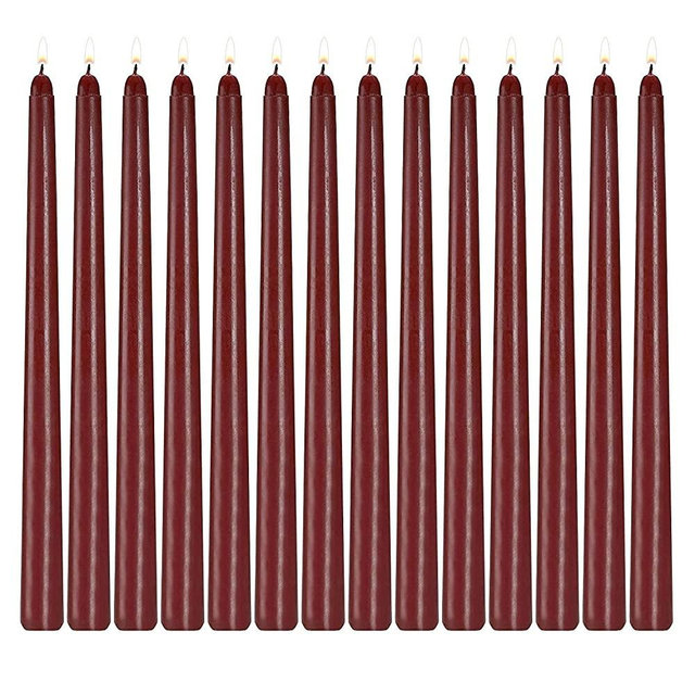 Howemon 14 Pack Dark Red Taper Candles 12 Inch Tall 3/4 Inch Thick Burn 10 Hours (Burgundy)