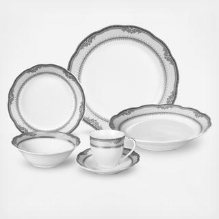 Victoria Design 24-Piece Porcelain Wavy Edge Dinnerware Set, Service for 4