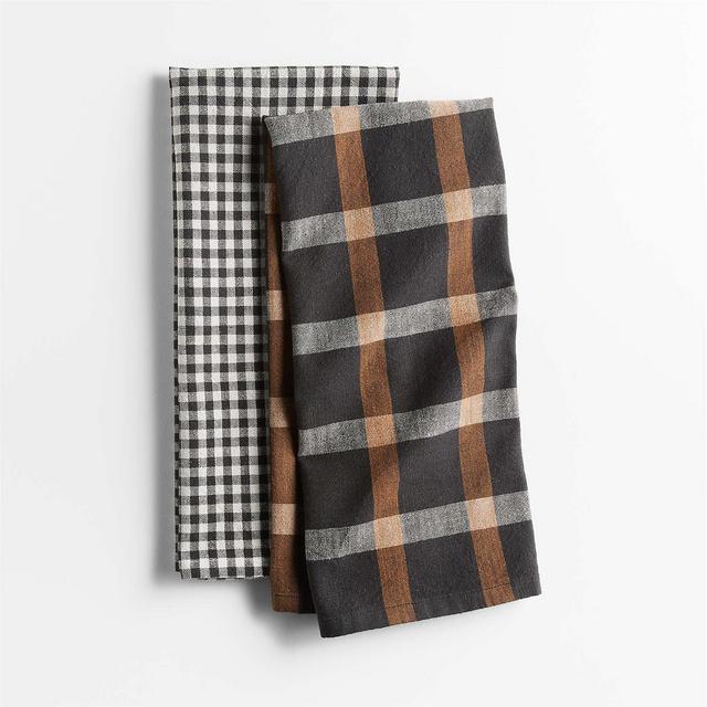 Fall Gingham and Plaid Organic Cotton Dish Towels, Set of 2
