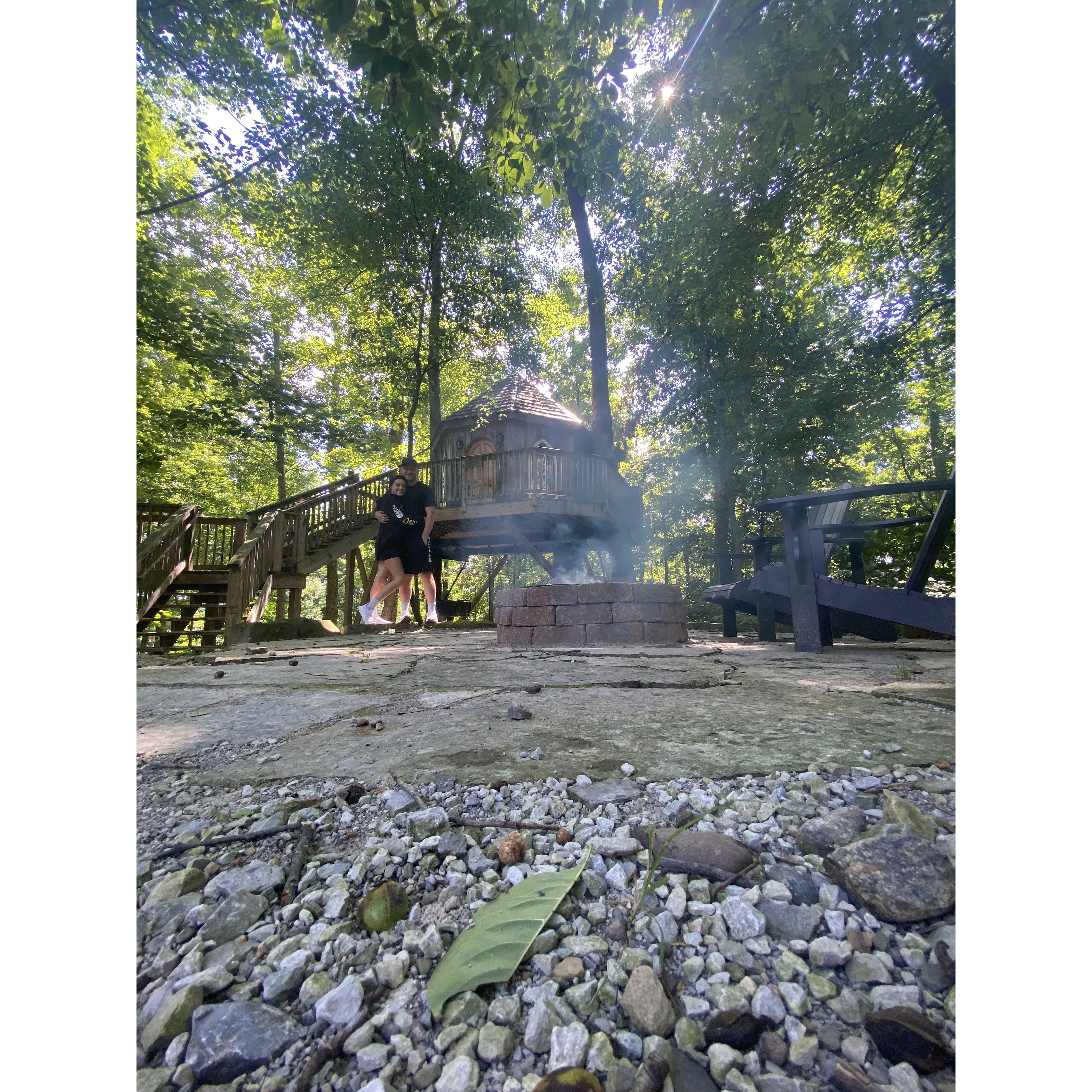 Celebrating Alex's birthday in a treehouse!