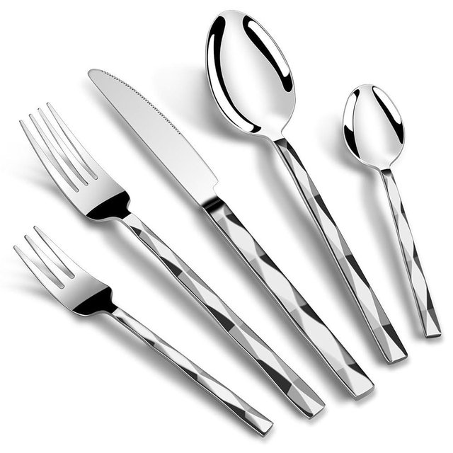 SSGP Silverware Set for 8, 40 Piece Heavy Duty Stainless Steel Serving Flatware Utensils Set, Mirror Finish, Elegant & Durable, Modern Design Dishwasher Safe Cutlery Set for Home Wedding Housewarming