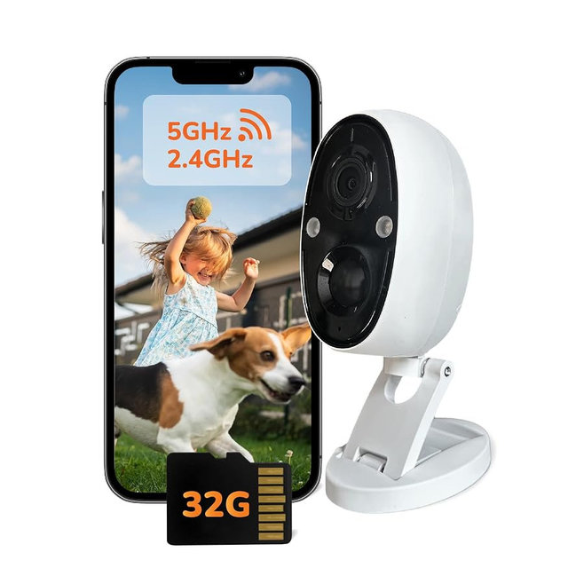 SensForge 2.5K Indoor Outdoor Battery Camera, Dual-Band WiFi, Free AI Human & Pet Detection, 2-Day Cloud + 32GB SD Storage, Spotlight Color Night Vision, Magnetic Mount, Optional AI + Storage Upgrade