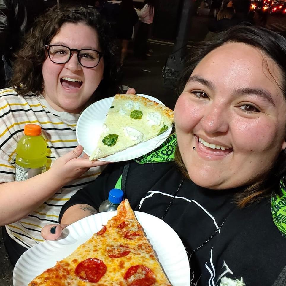 Eating pizza in NYC on our first big trip together in April 2024! 🍕🗽🌃