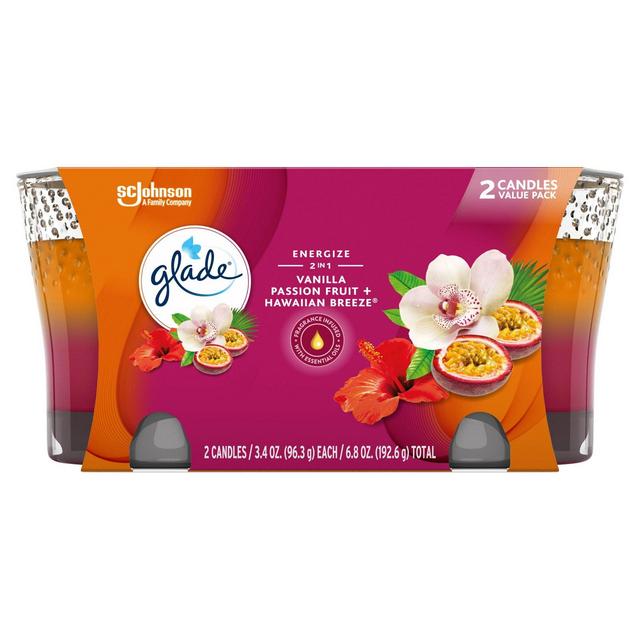 Glade Hawaiian Breeze & Vanilla Passion Fruit Candle - 3.4oz/2pk