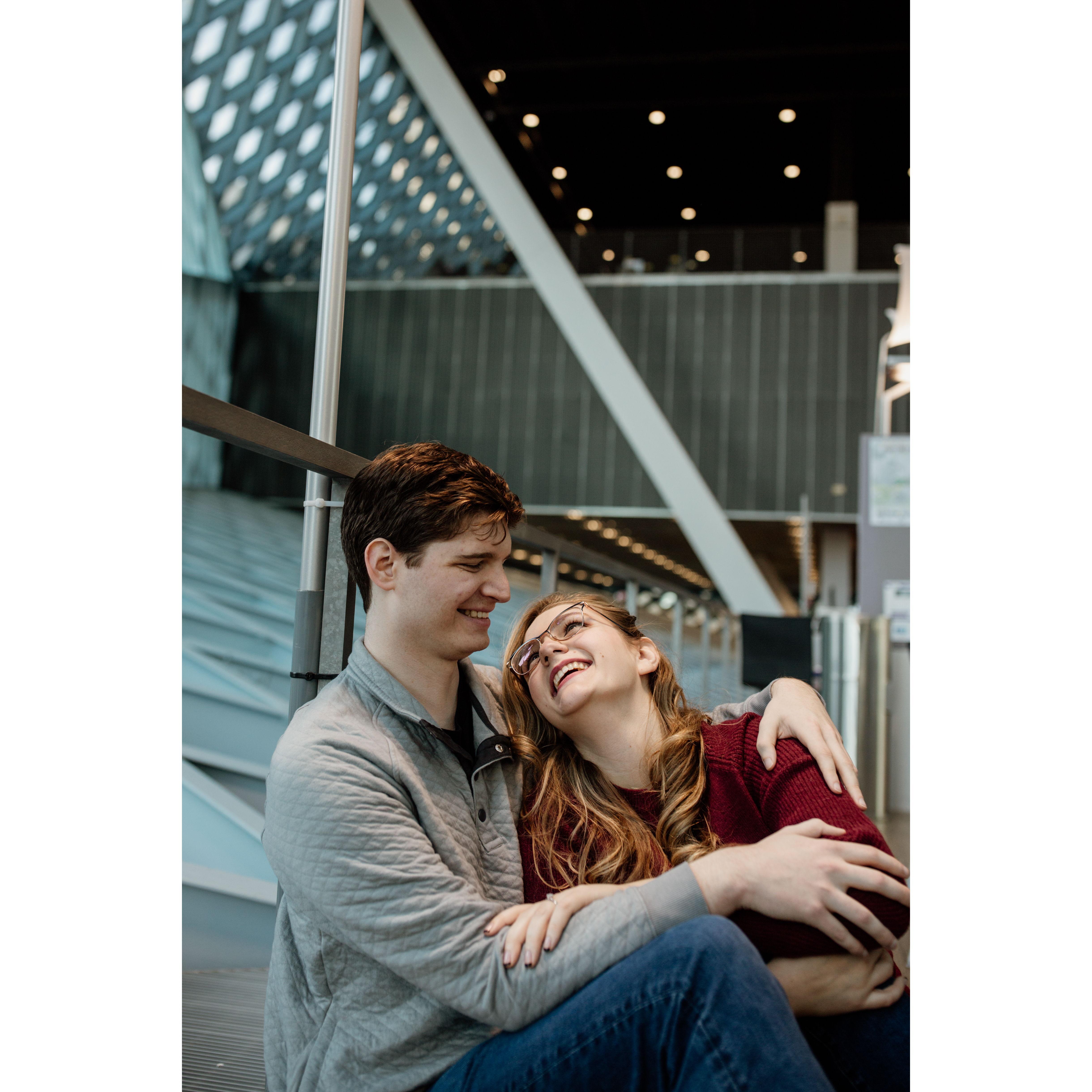 Engagement Photos at the Seattle Public Library