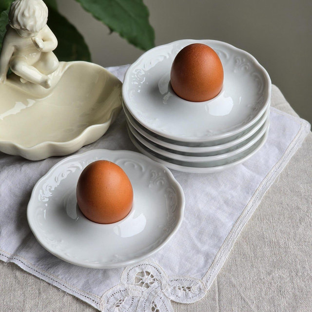 Set of 5 Vintage Lilien Porcelain Austria Egg Cups. Unique Vintage Lilien Porcelain Egg Cups