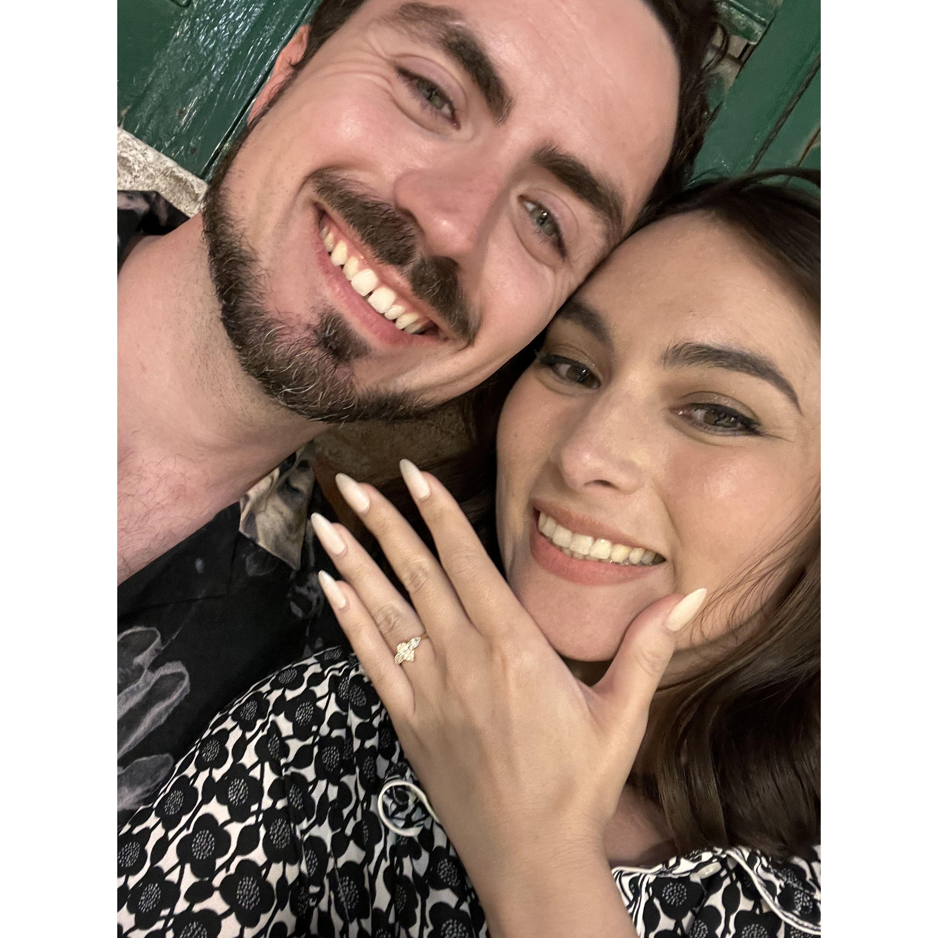 Alana showing off her ring in Croatia after Mark's proposal