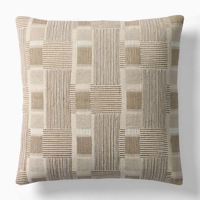 Layered Blocks Pillow Cover, 20x20, White/Natural