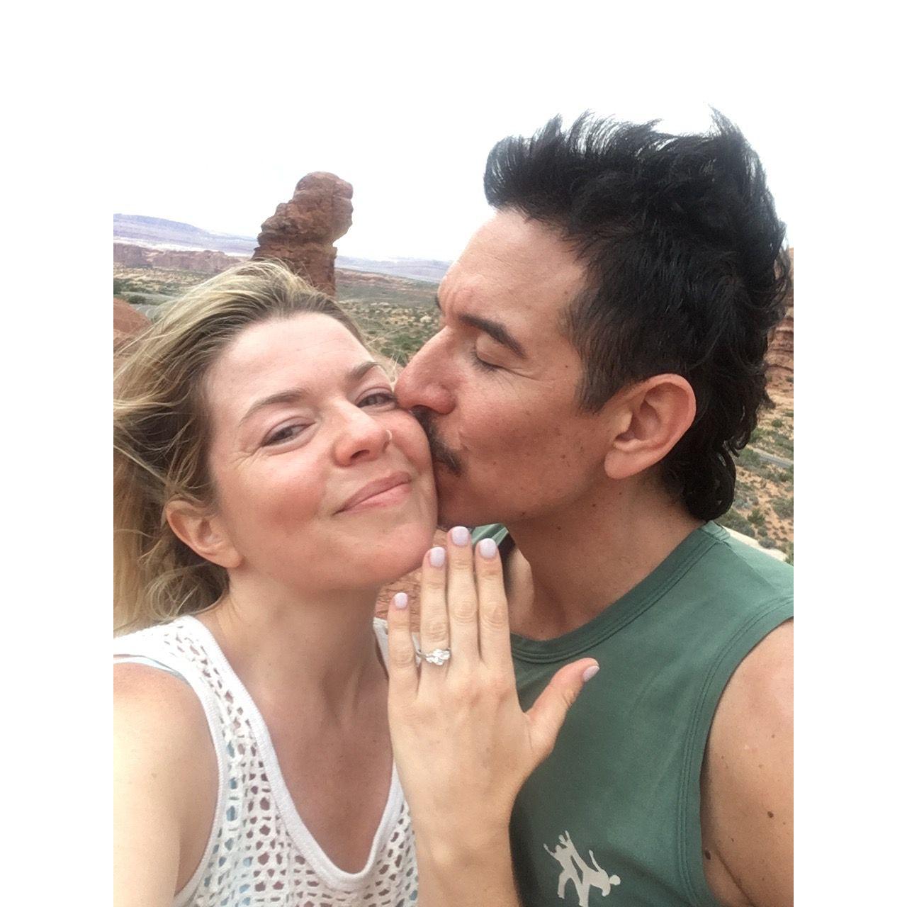 Jason proposes to Alex at Arches National Park in Moab, Utah.