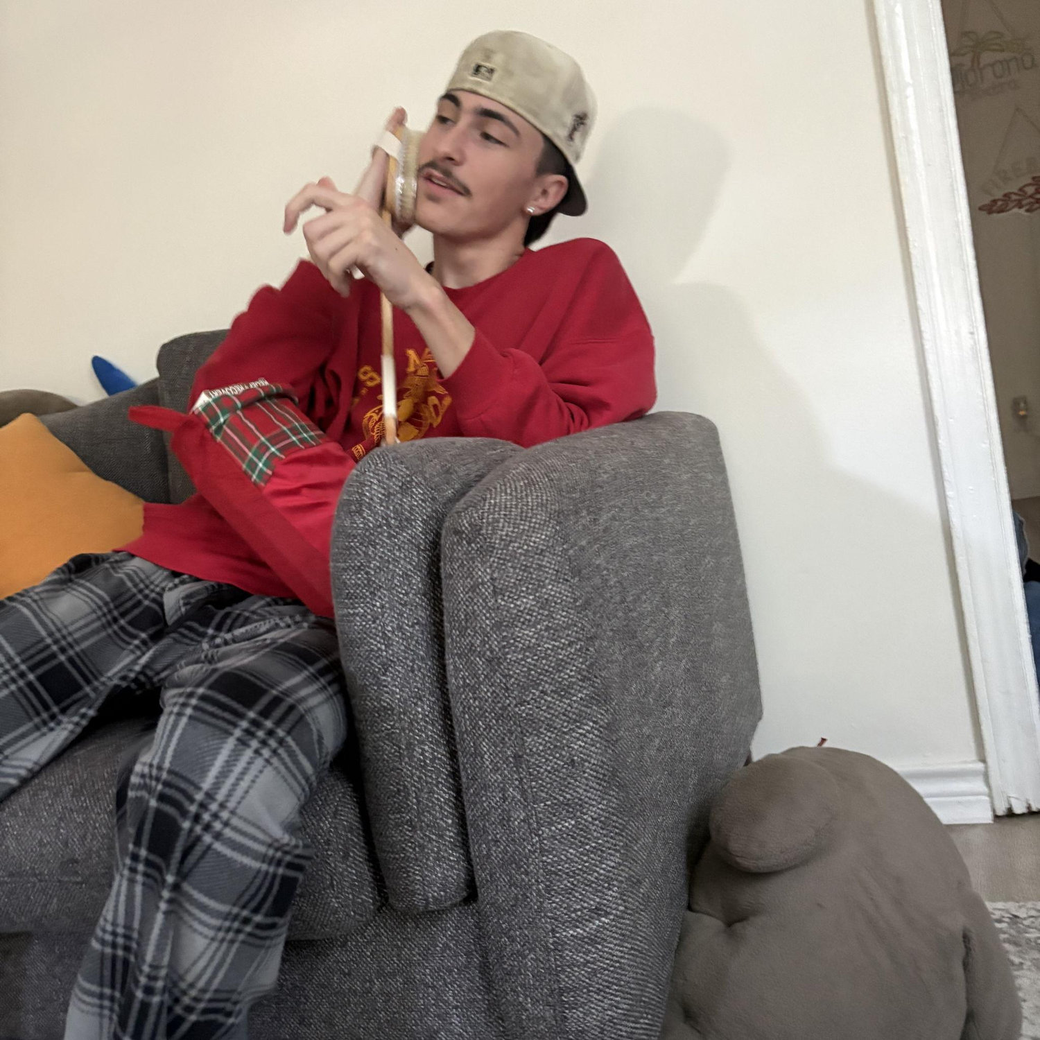 Ryan feeling his stocking stuffers