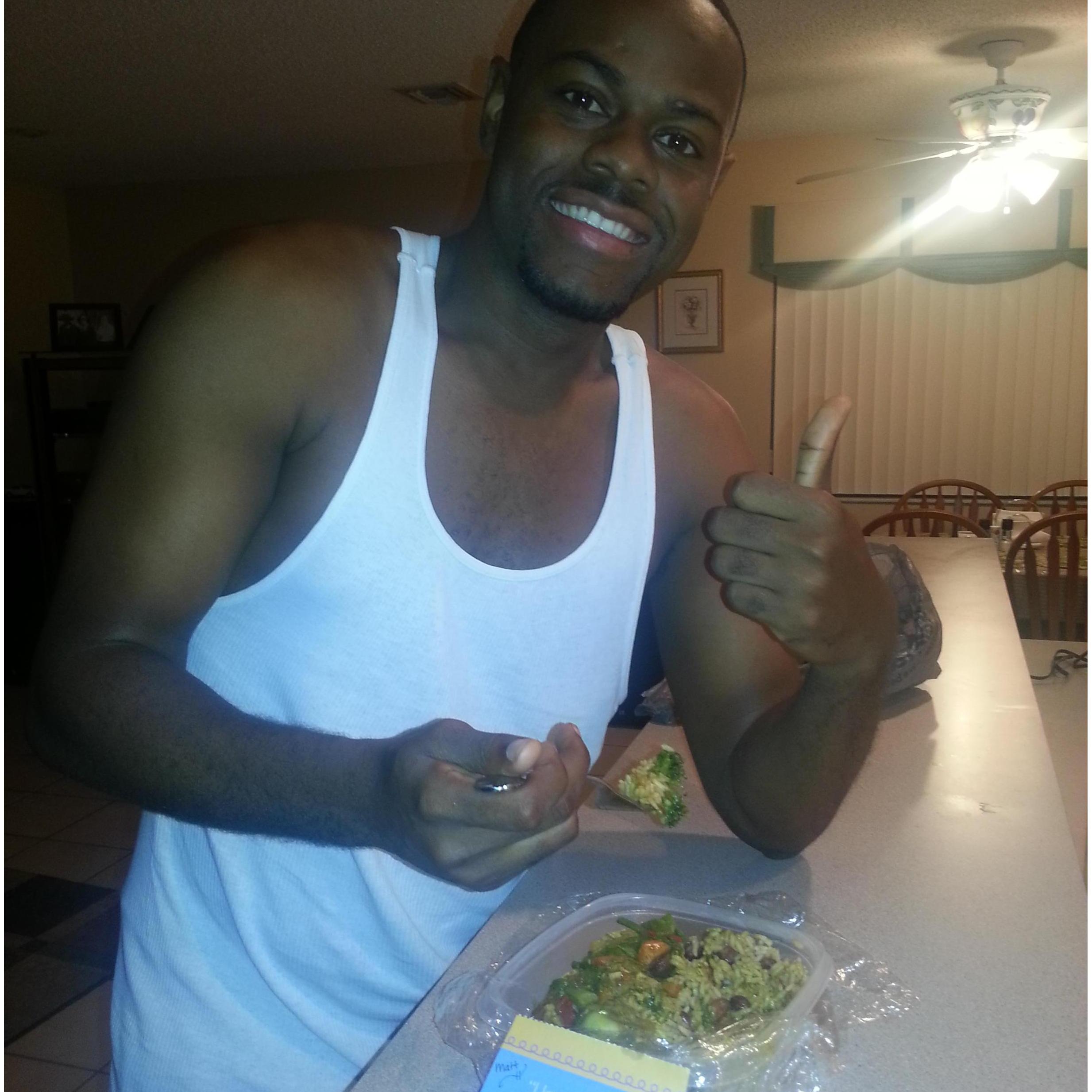 When we started dating, we BOTH laid out our expectations. Mine included that I wasn't a wife just yet-so this is one of the rare moments I cooked a "wifey" meal for him -He approved of my skills lol