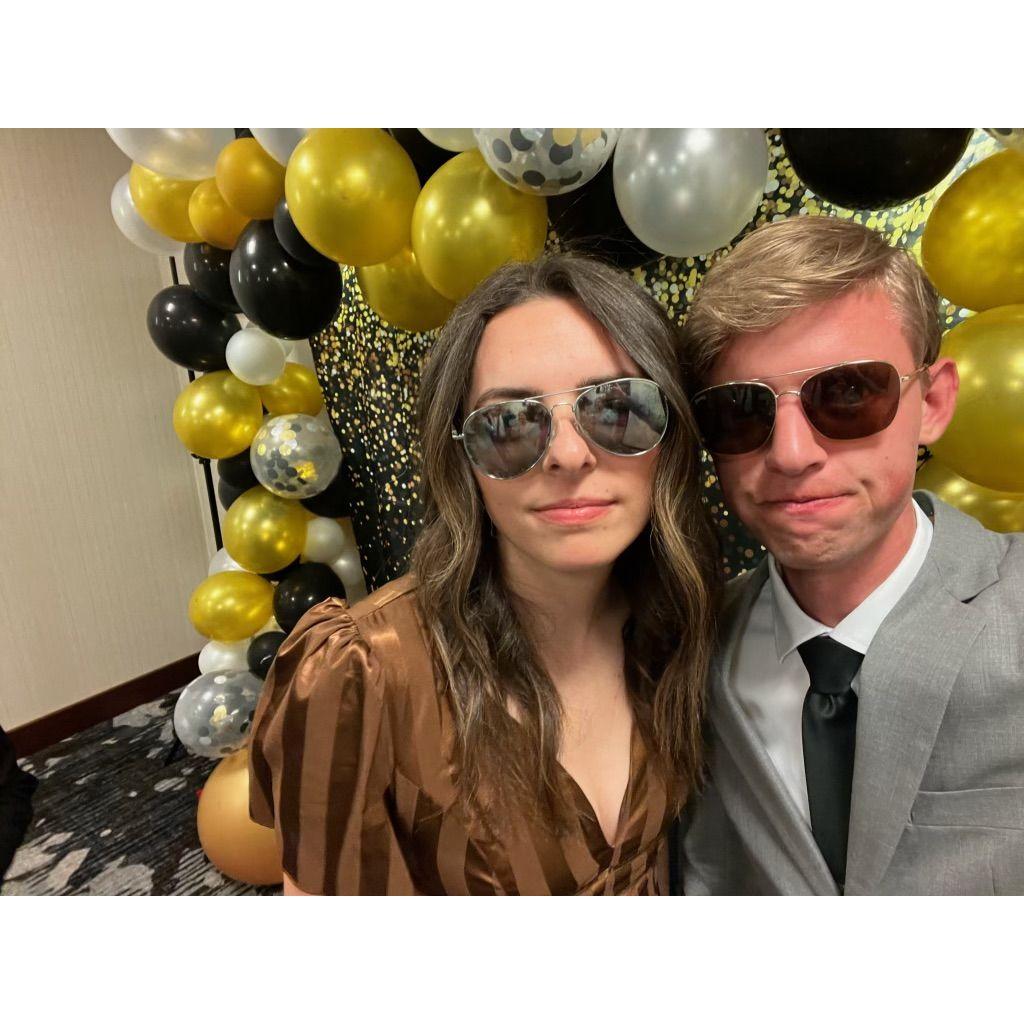 The theme was "Masquerade." James suggested wearing aviators in lieu of masks.