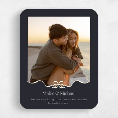Black Rounded Wedding Save the Date - Alba Photo