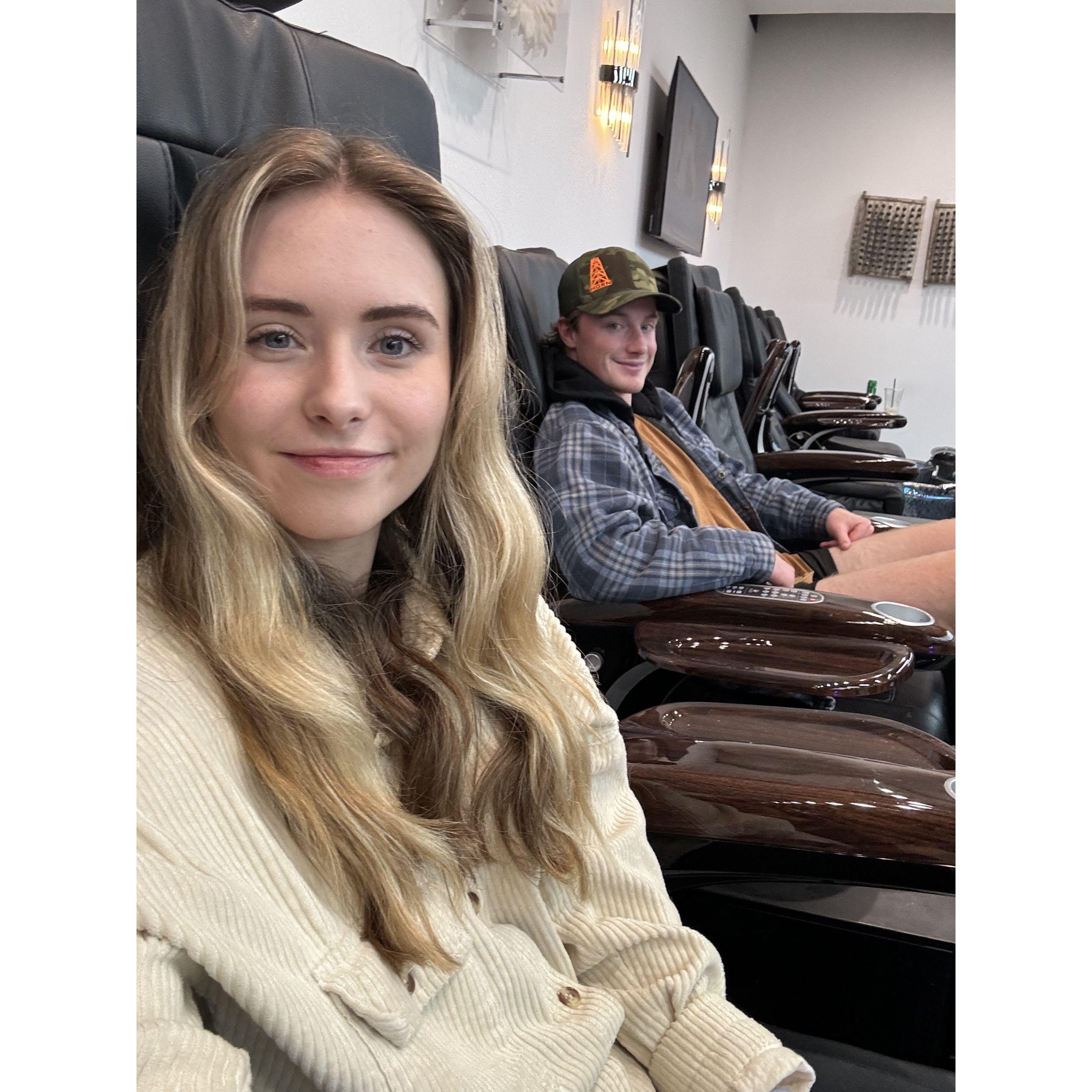 Hobie's valentines gift from Taylor, he likes pedicures!