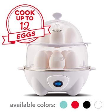 Dash DEC012WH Deluxe Rapid Egg Cooker: Electric, 12 Capacity for Hard Boiled, Poached, Scrambled, Omelets, Steamed Vegetables, Seafood, Dumplings & More White