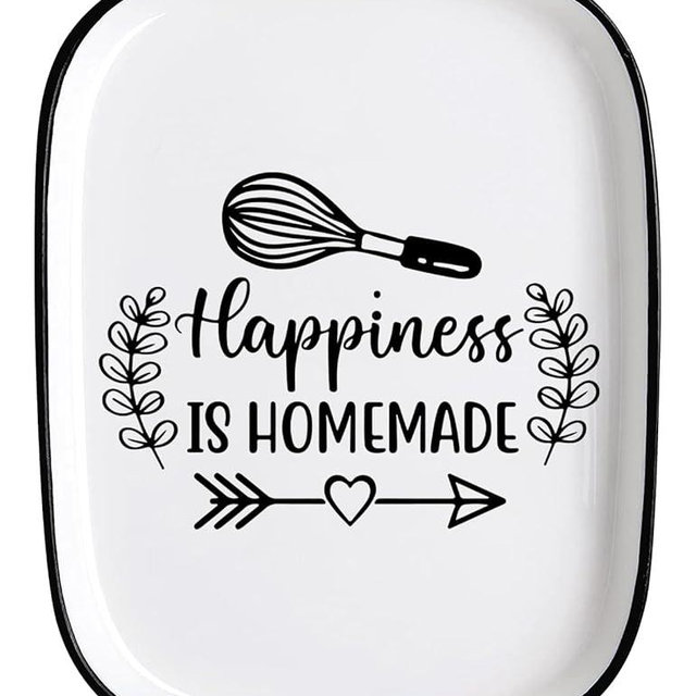 Spoon Fork Rest Happiness Is Homemade Ceramic Heat-Resistant Kitchenware Kitchen Accessory, Suitable for Dinner Party Host, Dining Table, Kitchen Countertop or Stove Top and Gift for Home Chef
