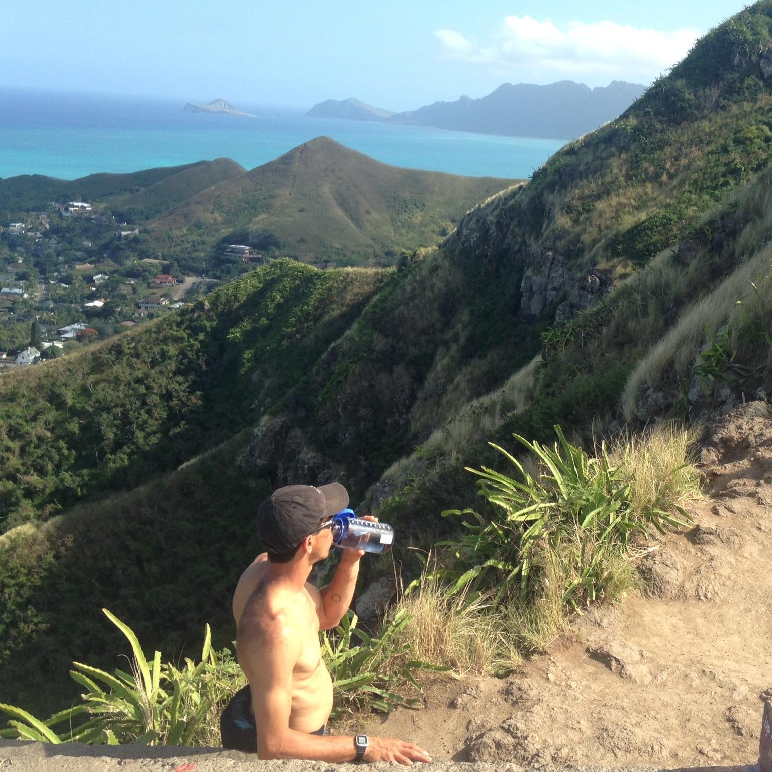 Big hike in Oahu.  stopping for a water break.