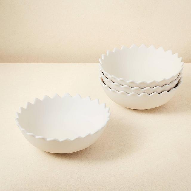 23oz 4pk Stoneware Pointed Sun Salad Bowls White - Opalhouse™ designed with Jungalow™