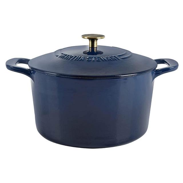 Martha Stewart 4-Quart and 7-Quart Enamel on Cast Iron Dutch Ovens, 2 Pack  (Navy)