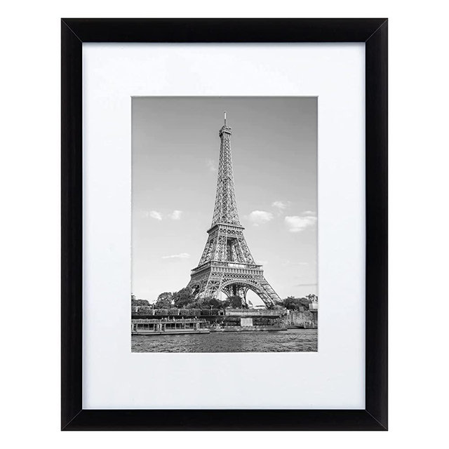 upsimples 8.5x11 Picture Frame, Display Pictures 6x8 with Mat or 8.5x11 Without Mat, Wall Hanging Photo Frame, Black, 1 Pack