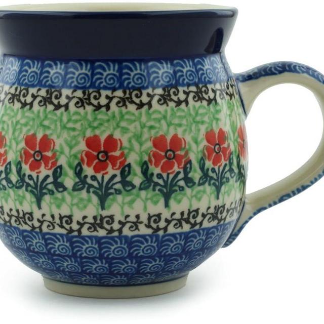 Polish Pottery Mug - 11 oz. Bubble - Maraschino