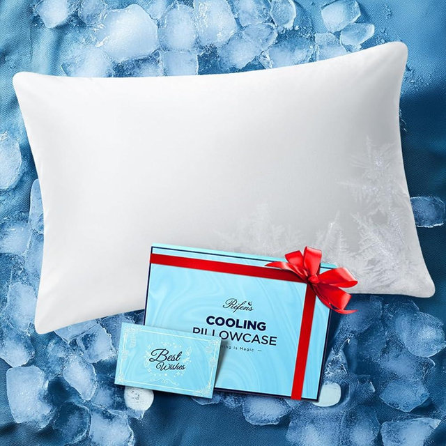 Ice Cooling Pillow Cases for Hot Sleepers, Stay Cool All Night, Smoother Than Silk Pillowcase, Luxurious Covers w/Hidden Zipper for Hair Skin, Birthday Gifts for Men Women Mom (White, Standard)