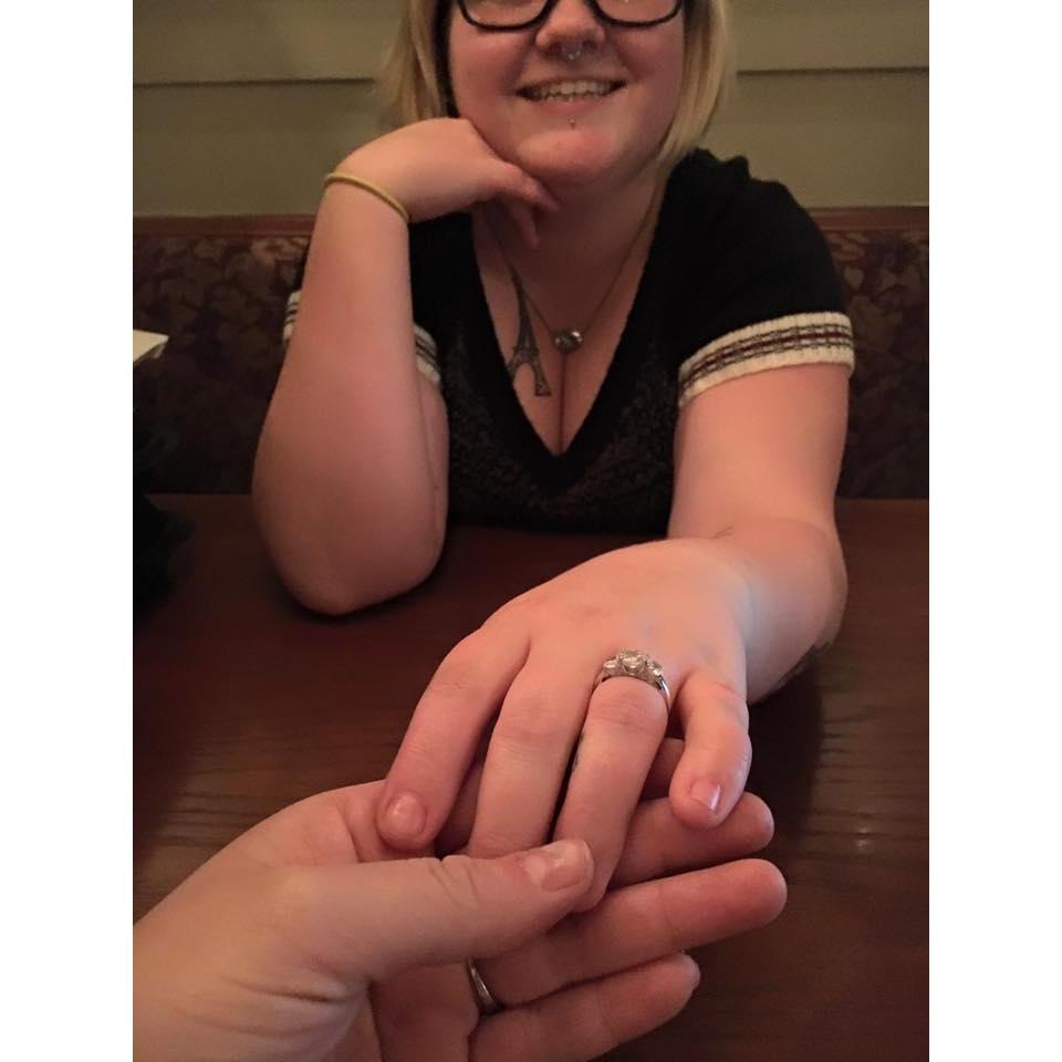 Taken right after Kaylee proposed back to Kendall, at Olive Garden (Kendall's absolute favorite restaurant!)