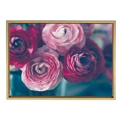 Kate & Laurel 24"x18" Sylvie Pink Flower Bouquet By Kristy Campbell Framed Wall Canvas Gold