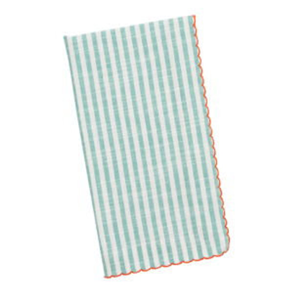 Blue/Orange Dainty Stripe Picot Napkin