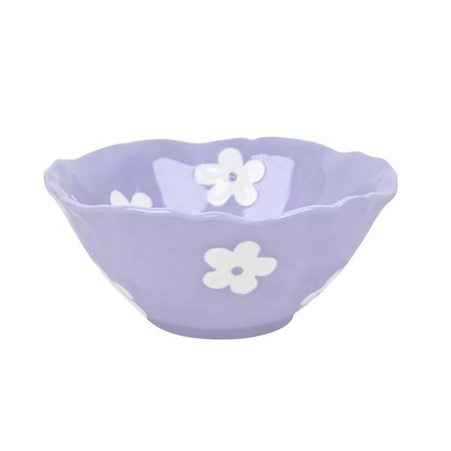 Koythin Ceramic Cute Bowl, Creative Soup Bowls, Flower Bowl for Kitchen Cereal Oatmeal Salad, Aesthetics Home Decor (Purple Floret)