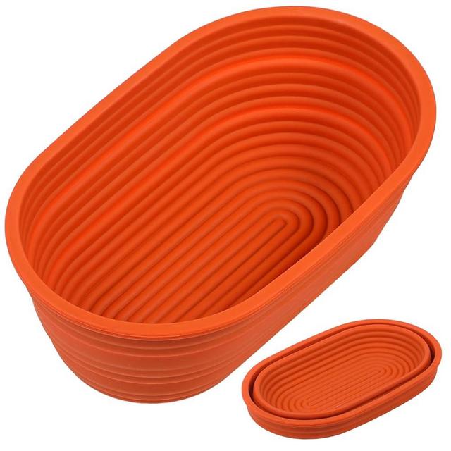 Webake Oval Bread Proofing Basket Silicone, 10 Inches Collapsible Sourdough Bread Baking Supplies Dough Proofing Bowl Containers Oven Safe Baking Gifts for Bakers
