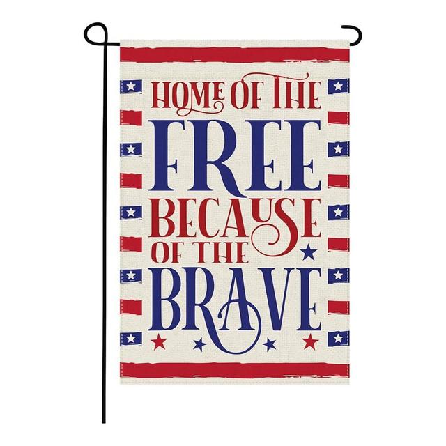 4th of July decorations, Fourth of July Garden Flag, 12x18 Inch Double Sided Yard Flag, Outdoor Memorial Day Yard Sign Decor, Independence Day Home Party Decoration - Home of The Free Because of The Brave