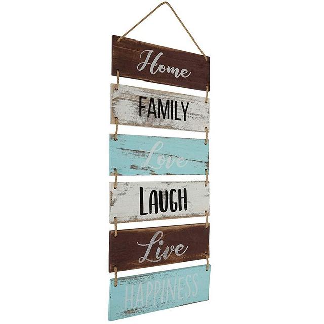 Hedume Large Hanging Wall Rustic Wooden Decor (Home, Family, Love, Laugh, Live, Happiness) Country Style Vintage Wall Decoration Art for Modern Living Room , Bedroom and Kitchen (11.75" x 26")