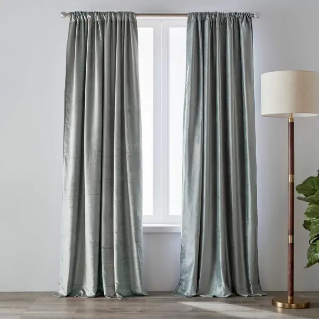 O&O by Olivia & Oliver™ Velvet 84-Inch Rod Pocket Curtain Panel in Seaglass (Single)