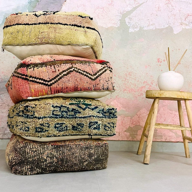70%OFF** Moroccan Kilim Pouf Floor Pouf Vintage Moroccan Ottoman Square Pouf, Yoga Meditation Cushion, Outdoor colorful Kilim Pillows
