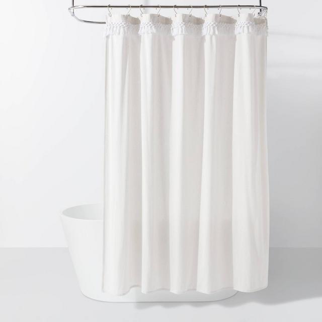 Crochet Trim Shower Curtain Cream - Threshold™