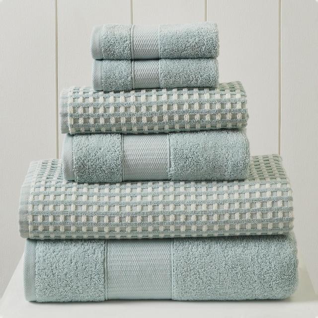 Modern Threads 6 Piece Yarn Dyed Jacquard Towel Set, Cobblestone, Blue