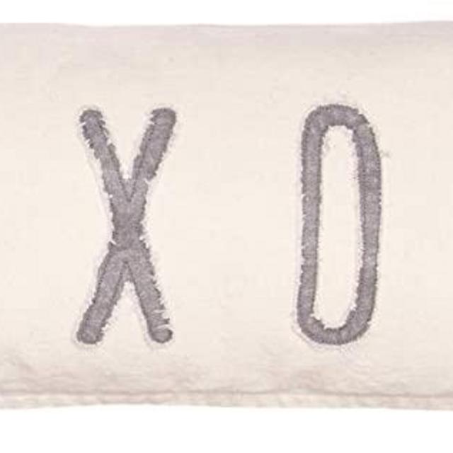 Mud Pie Washed Canvas XOXOXO Long Pillow 4163015, Tan