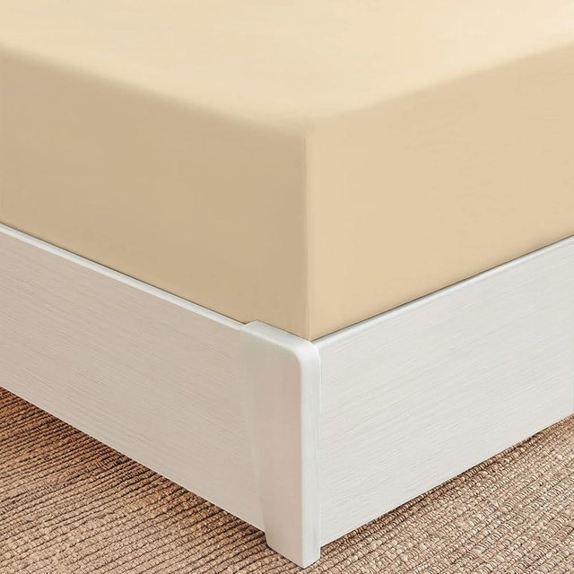 Mellanni Extra Deep Pocket Queen Fitted Sheet - Iconic Collection Bedding Sheets with up to 21 inch Deep Pocket - Soft & Cooling - Fade & Stain Resistant - 1 PC (Queen, Beige)