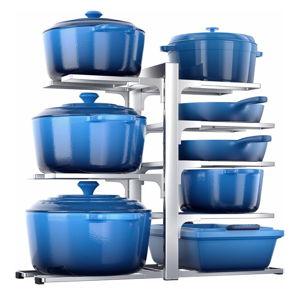 ORDORA 8-Tier Pots and Pans Organizer under Cabinet, Kitchen Cabinet Organizers and Storage, Heavy Duty 120LBS Pots and Pan Storage Rack Organizer inside Cabinet, Adjustable, Silver