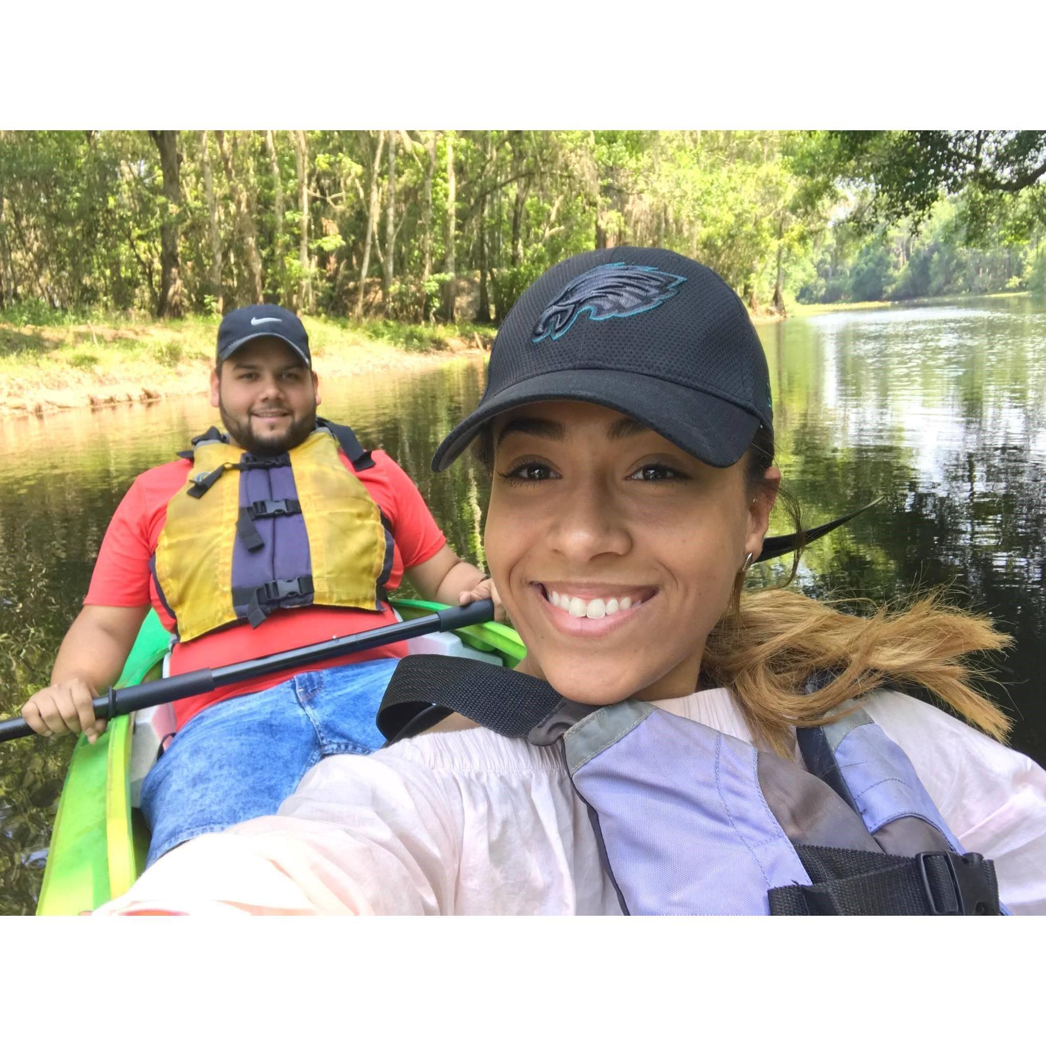 We said "selfieeee" right before a a really scary turtle jumped out the water.