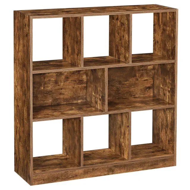 VASAGLE Bookcase, Bookshelf, Freestanding Storage Unit, 8 Open Compartments, 11 x 35.4 x 39.4 Inches, for Living Room, Study, Office, Brown