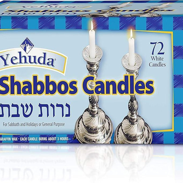 Yehuda 3 Hour White Shabbos Candles (72 Count) Traditional Shabbat Dinner Table Household Candles