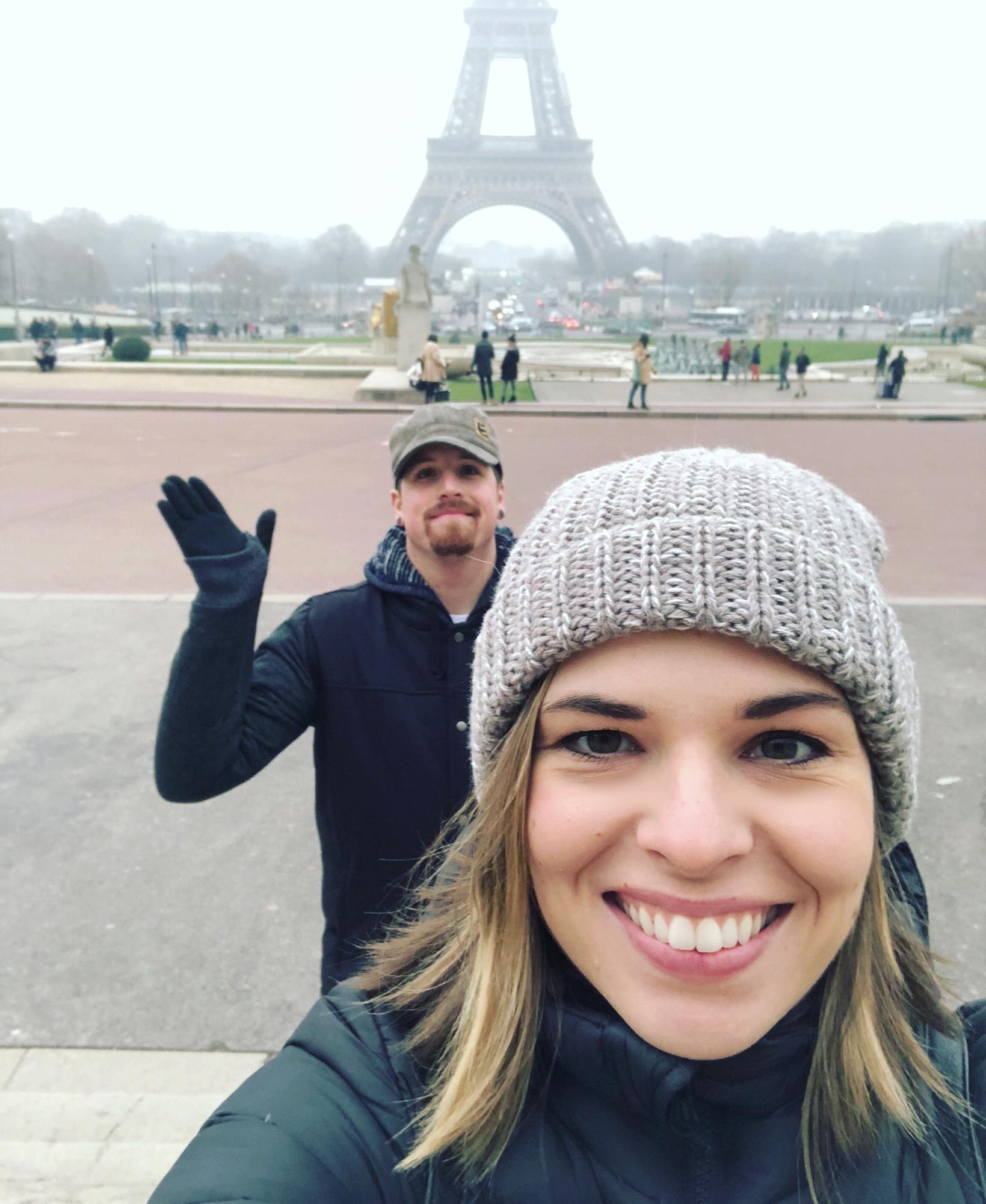 Super duper romantic Eiffel Tower selfie.