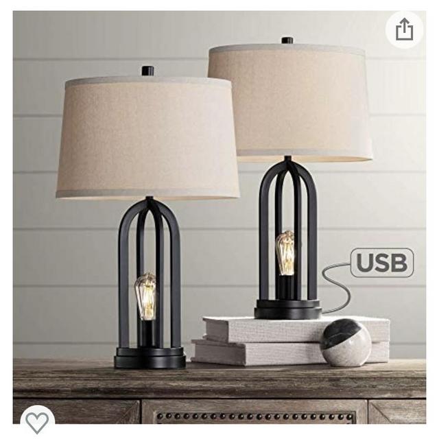 Amazon - Marcel Modern Farmhouse Industrial Black Table Lamps - Set of 2