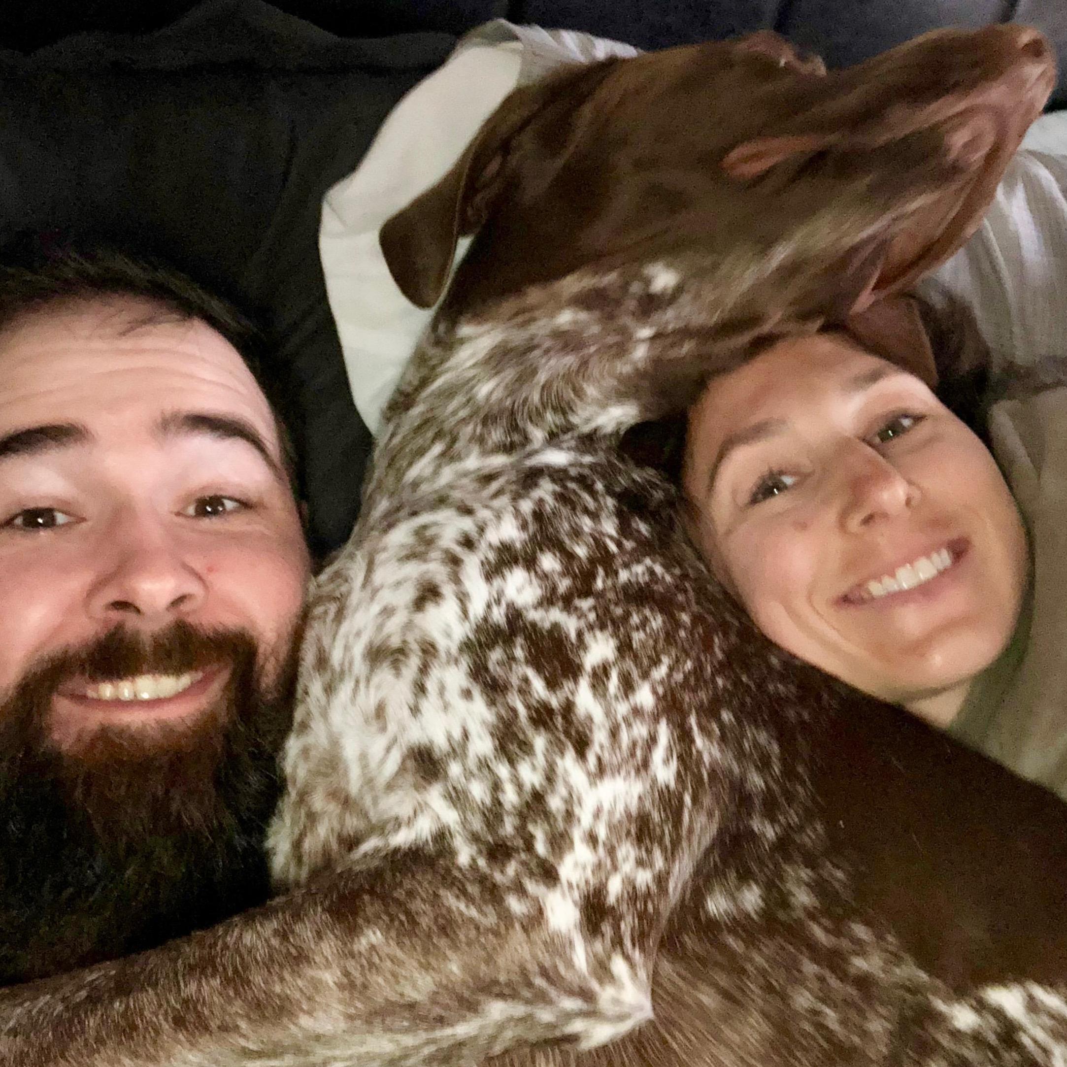Morning snuggles! You can see who is a bed hog! June 2018