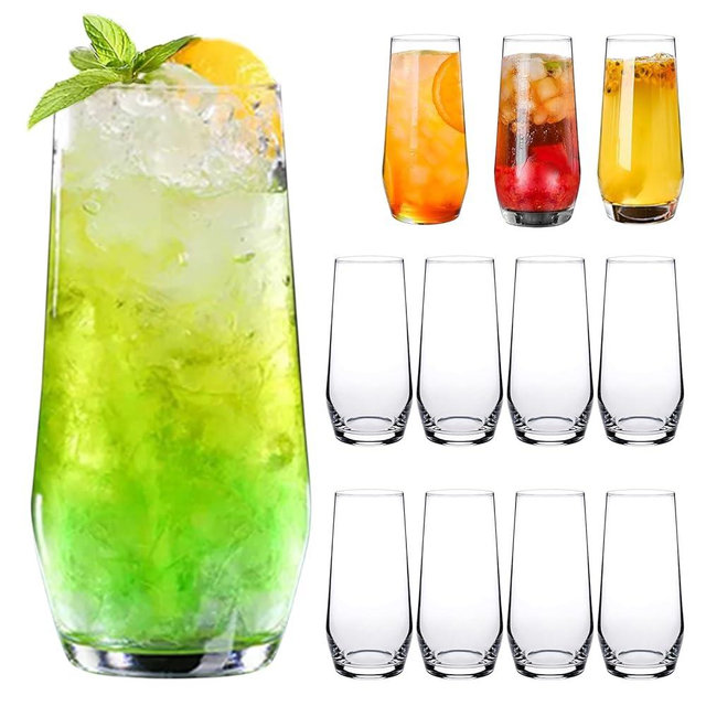 Cadamada 18oz Drinking Glasses, Highball Glasses Set of 12,Sutiable for Glasses for Wine, Iced Tea Glasses,Mojito Kit,Cocktails, Drinks, Office, Parties, Weddings and Gifts